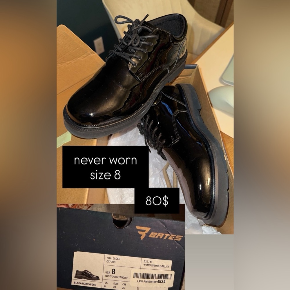 Bates Black Patent Leather Derby Dress Shoes